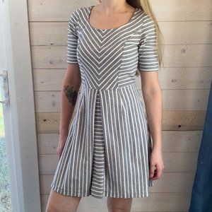 EUC Maison Jules | Small | Grey & White Striped Dress